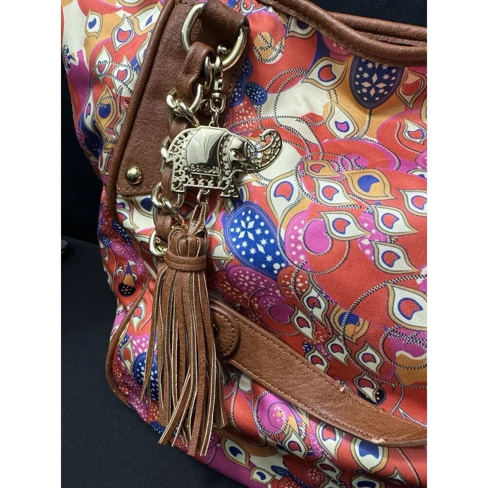 BollyDoll Summer Peacock Purse Beach 2000s Faux Leather Accents Artsy - Picture 2 of 15